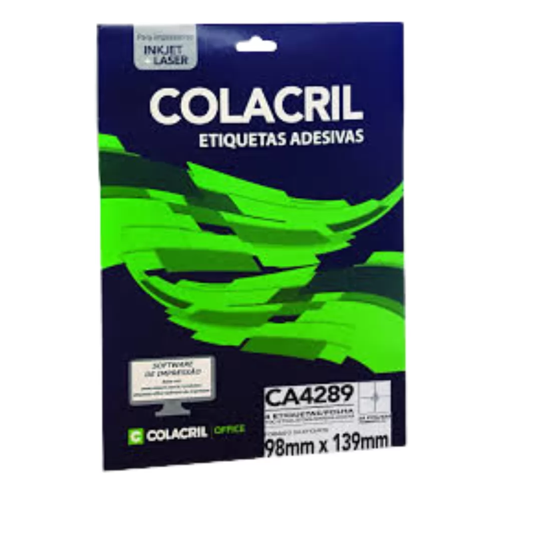 PACOTE ETIQUETA 98X139X4 25FOLHAS- COLACRIL