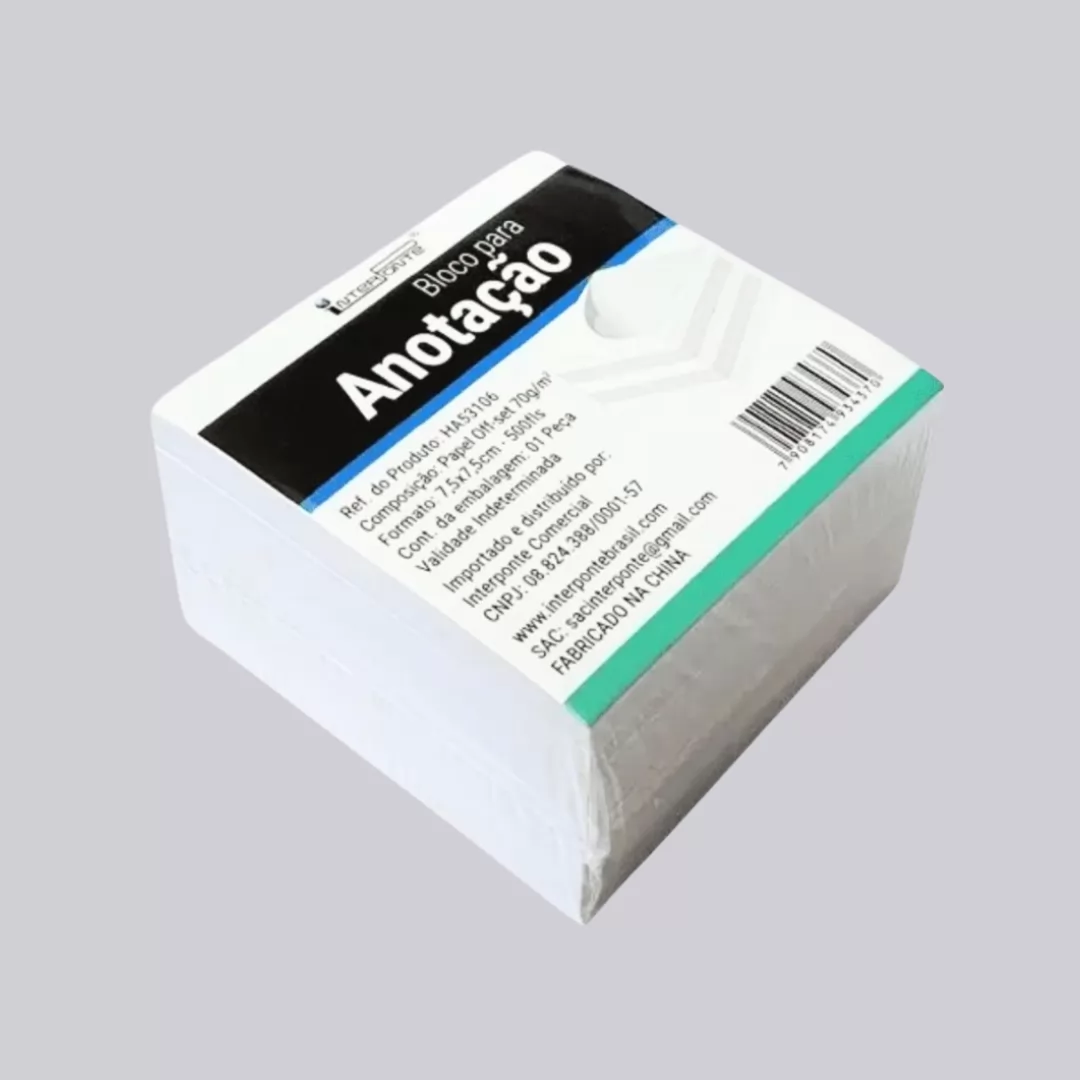 BLOCO PARA ANOTACAO 7.5X7.5CM 500 FOLHAS COM SUPORTE - INTERPONTE