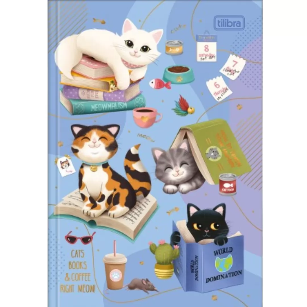 CADERNO  BROCH CD  PURRFEC CAT 80FLS-TIBRA