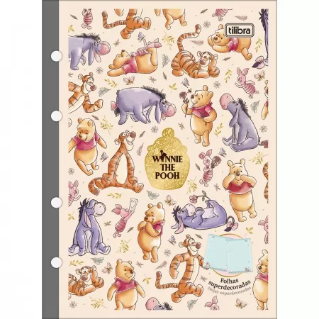 BLOCO PARA FICHÁRIO COLEGIAL POOH 4 FUROS 80 FLS - TILIBRA