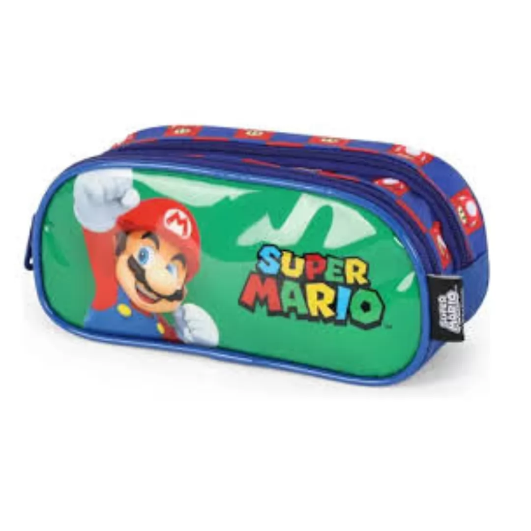 ESTOJO SUPER MARIO 2 ZIPER VERDE UN KIT-  LUXCEL