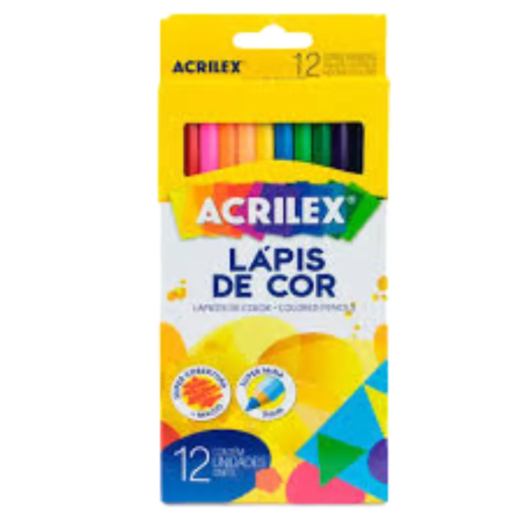 LAPIS DE COR C/12 CORES-  ACRILEX
