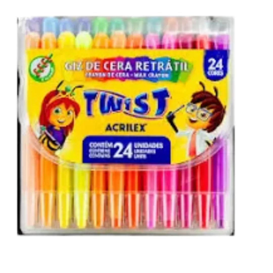 GIZ DE CERA TWIST RETRATIL 24 CORES-  ACRILEX