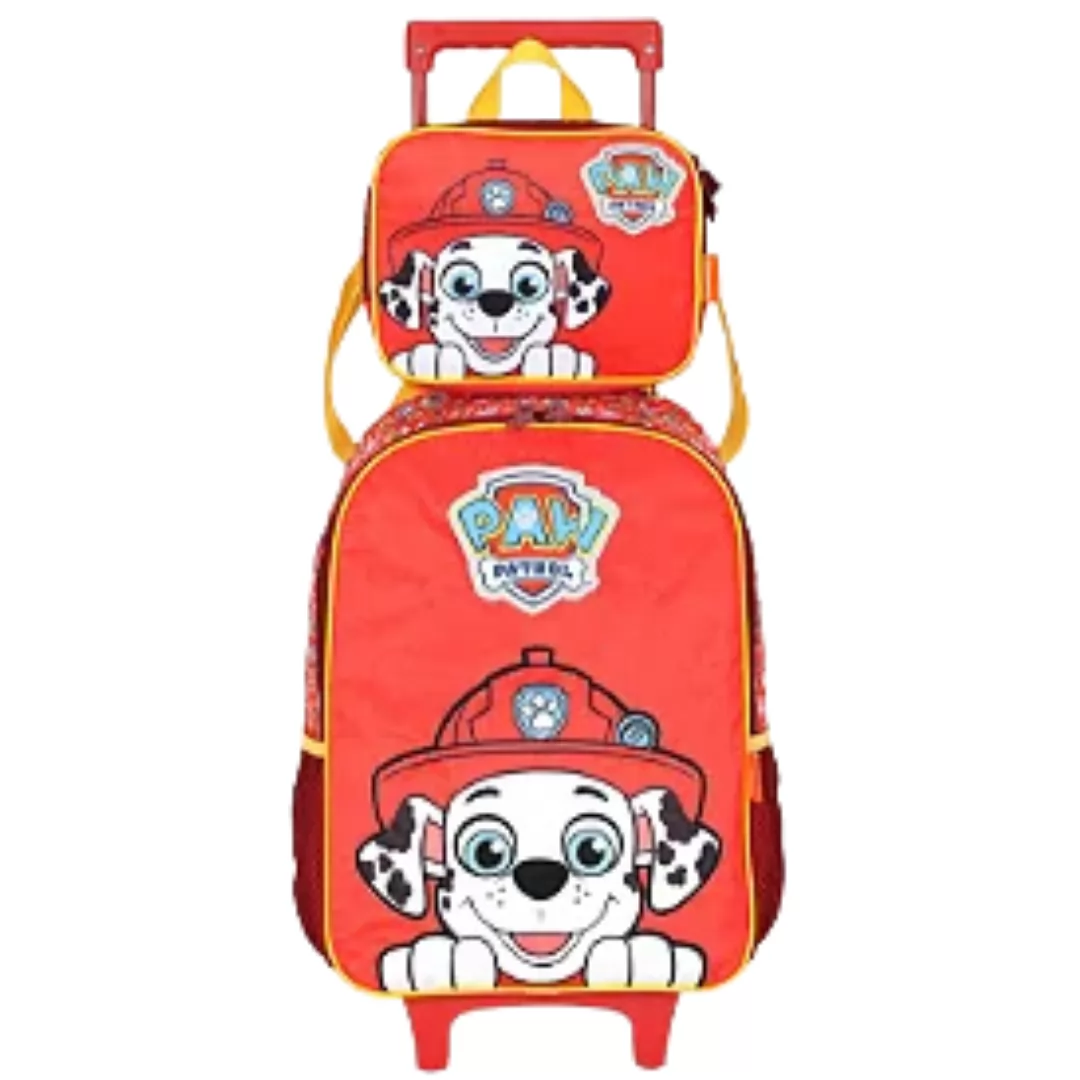 KIT MOCHILA RODINHA + LANCHEIRA PATRULHA CANINA VERM - LUXCEL