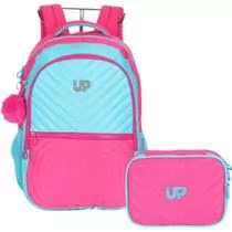 MOCHILA DE COSTA  UP4YOU LAPTOP PINK C/ POMPOM  -LUXCEL