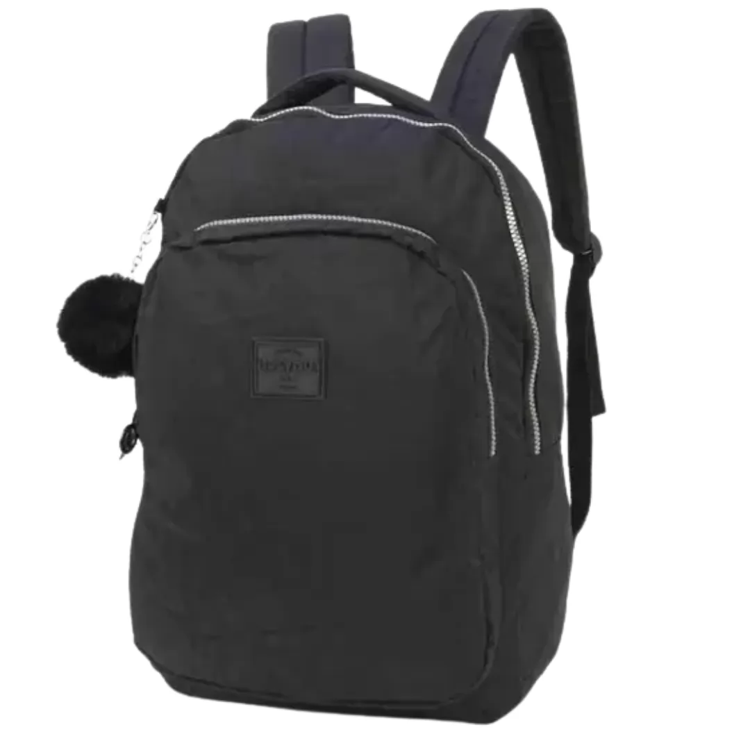 MOCHILA  DE COSTA UP4YOU LAPTOP PRETO C/ POMPOM -LUXCEL