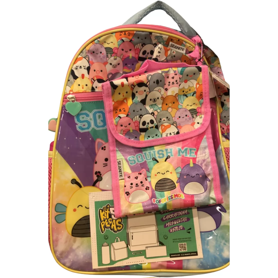 KIT MOCHILA INFANTIL FOFOFISSIMOS+ LACHEIRA + ESTOJO + GARRAFA - SEANITE
