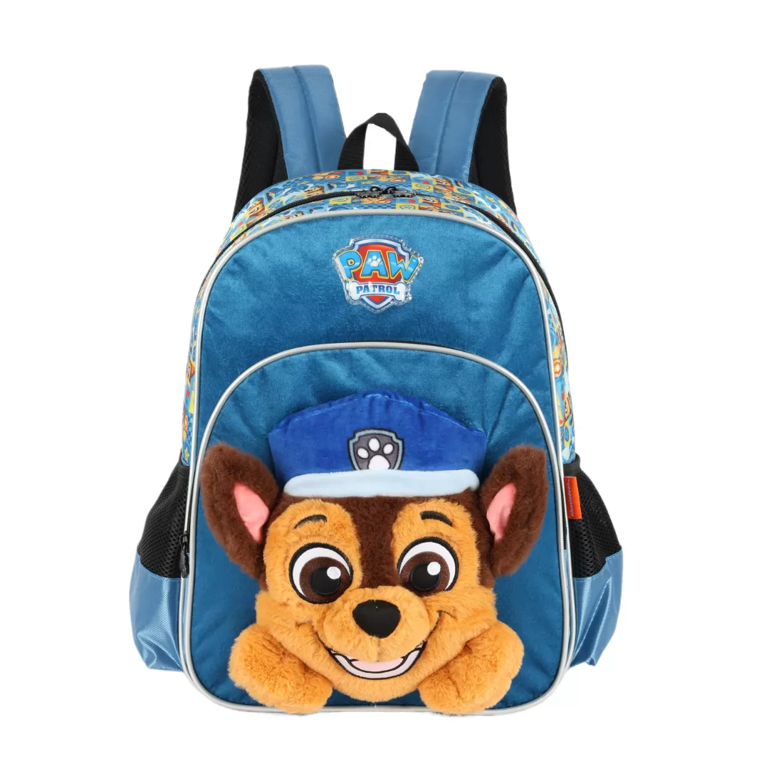 KIT MOCHILA DE COSTA + ESTOJO 3 ZÍPERS PATRULHA CANINA AZUL- LUXCEL
