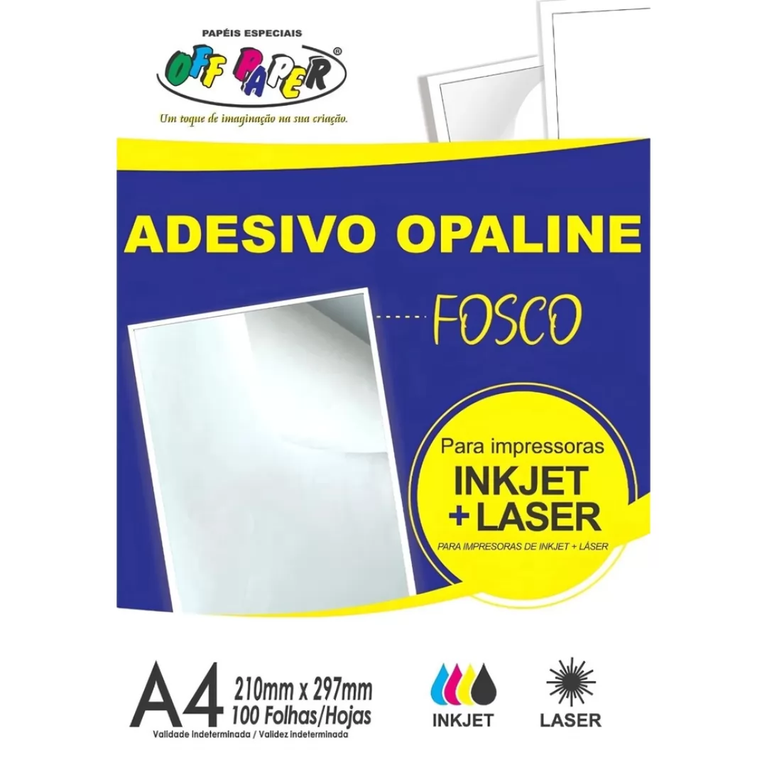 ADESIVO OPALINE FOSCO A4 100 FLS - OFF PAPER