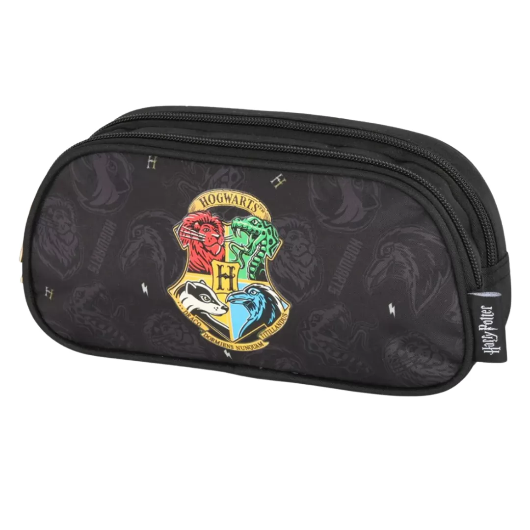 ESTOJO 2 ZIPER PRETO HARRY POTTER- LUXCEL