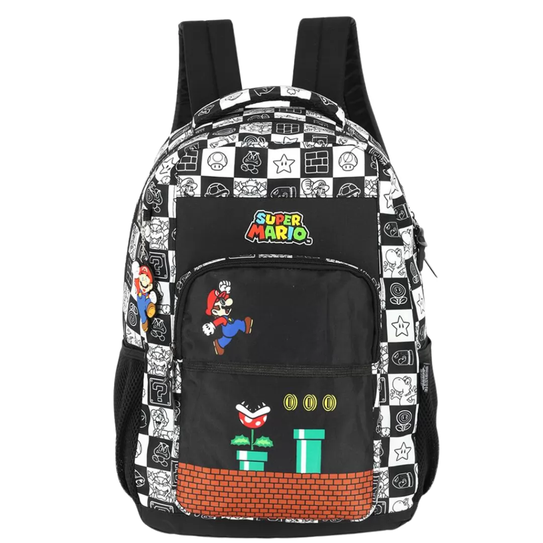 MOCHILA DE COSTA INFANTIL SUPER MARIO PRETO- LUXCEL