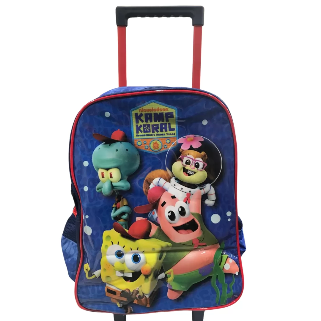 MOCHILA DE RODINHA BOB ESPOJA AZUL- LUXCEL