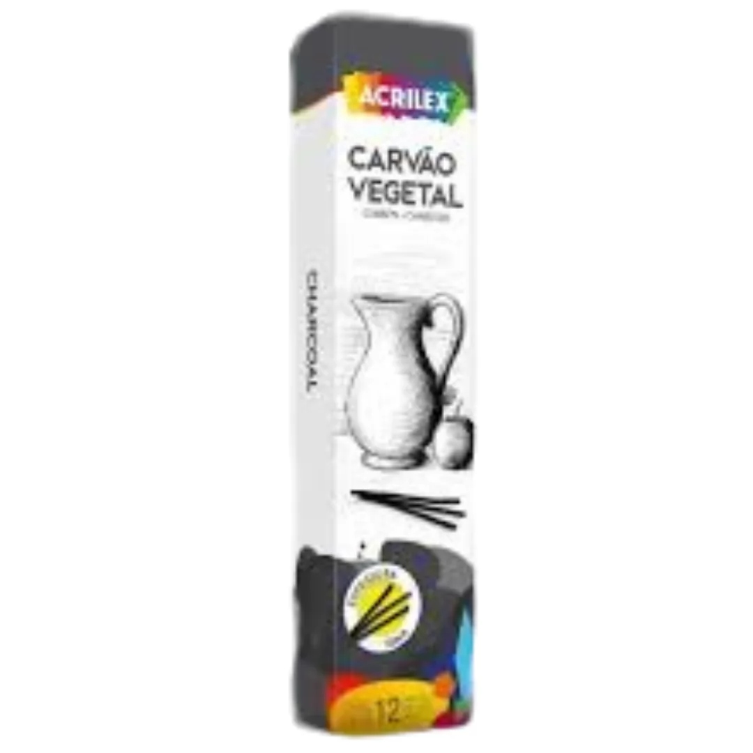 CARVAO VEGETAL FINO PRETO C/12 UNIDADE- ACRILEX