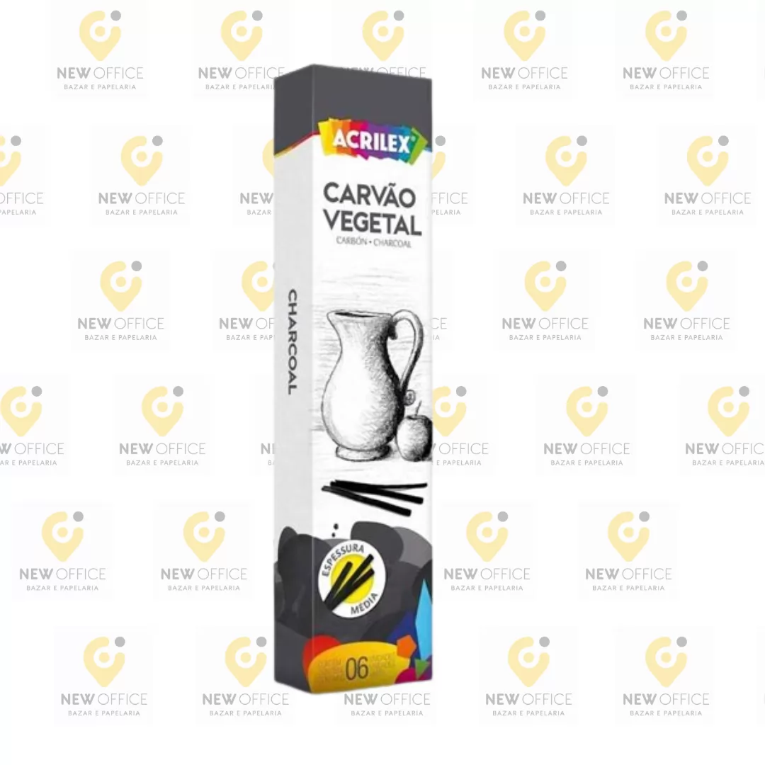 CARVAO VEGETAL MEDIO PRETO C/ 6 UNIDADE- ACRILEX