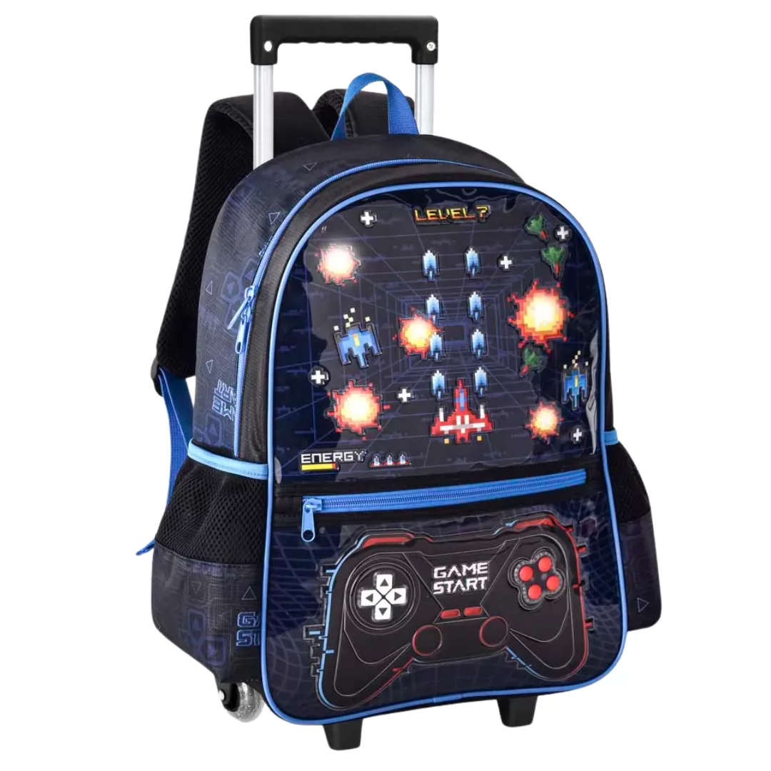 MOCHILA DE RODINHA LEVEL C/ LUZ- CLIO