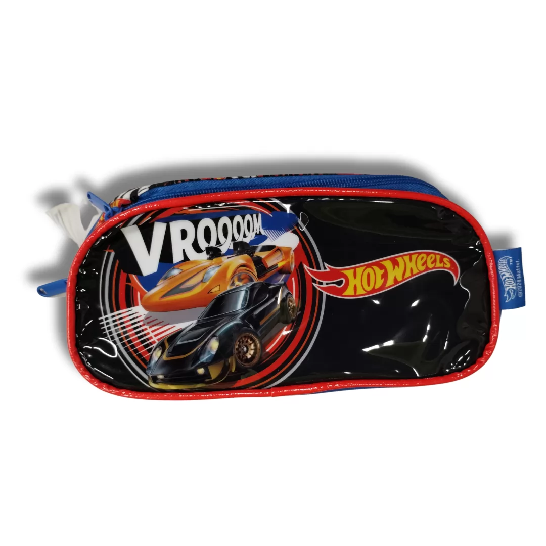 ESTOJO 2 ZIPERS HOTWHEELS  VERMELHO - LUXCEL