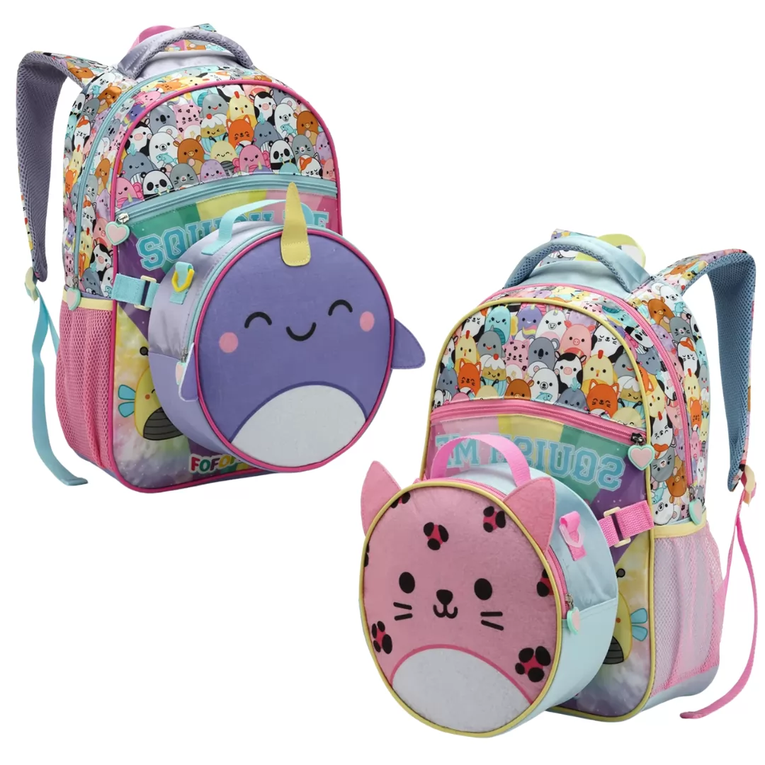 KIT MOCHILA DE COSTAS INFANTIL+LANCHEIRA SQUISH ME-SEANITE