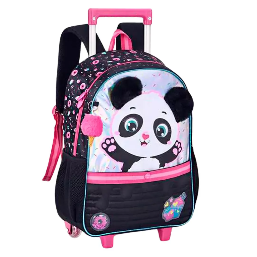 MOCHILA DE RODINHA PANDA C/POMPOM DE SORVETE-CLIO