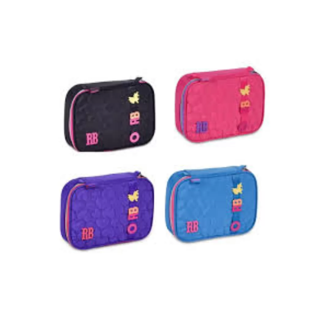 ESTOJO SIMPLES BOX LULUCA 22X16X6CM PRETO/AZUL/ROSA- CLIO