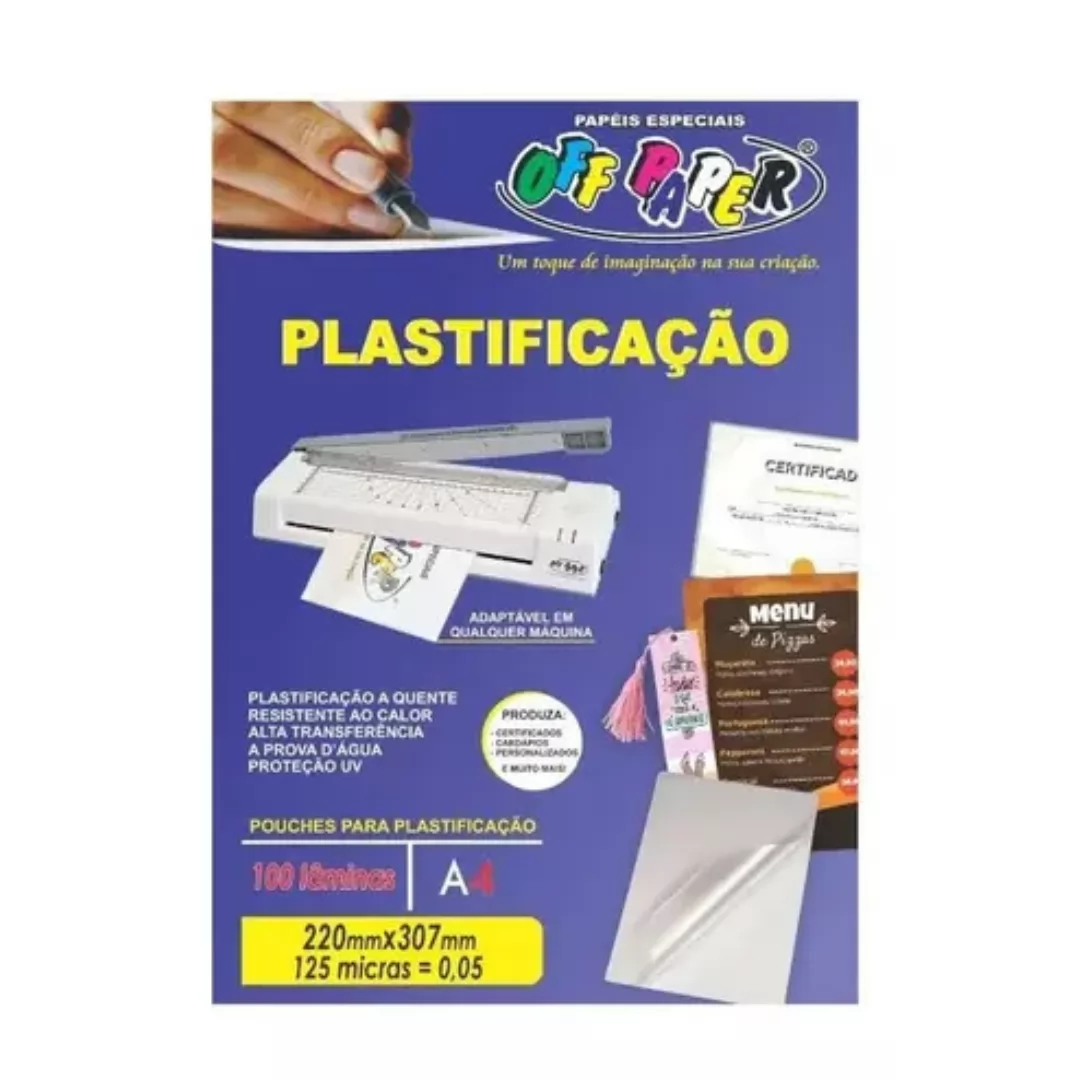 PLASTIFICACAO A4 220MMX307MM  (PVC LAMINACAO) UNI- OFF PAPER
