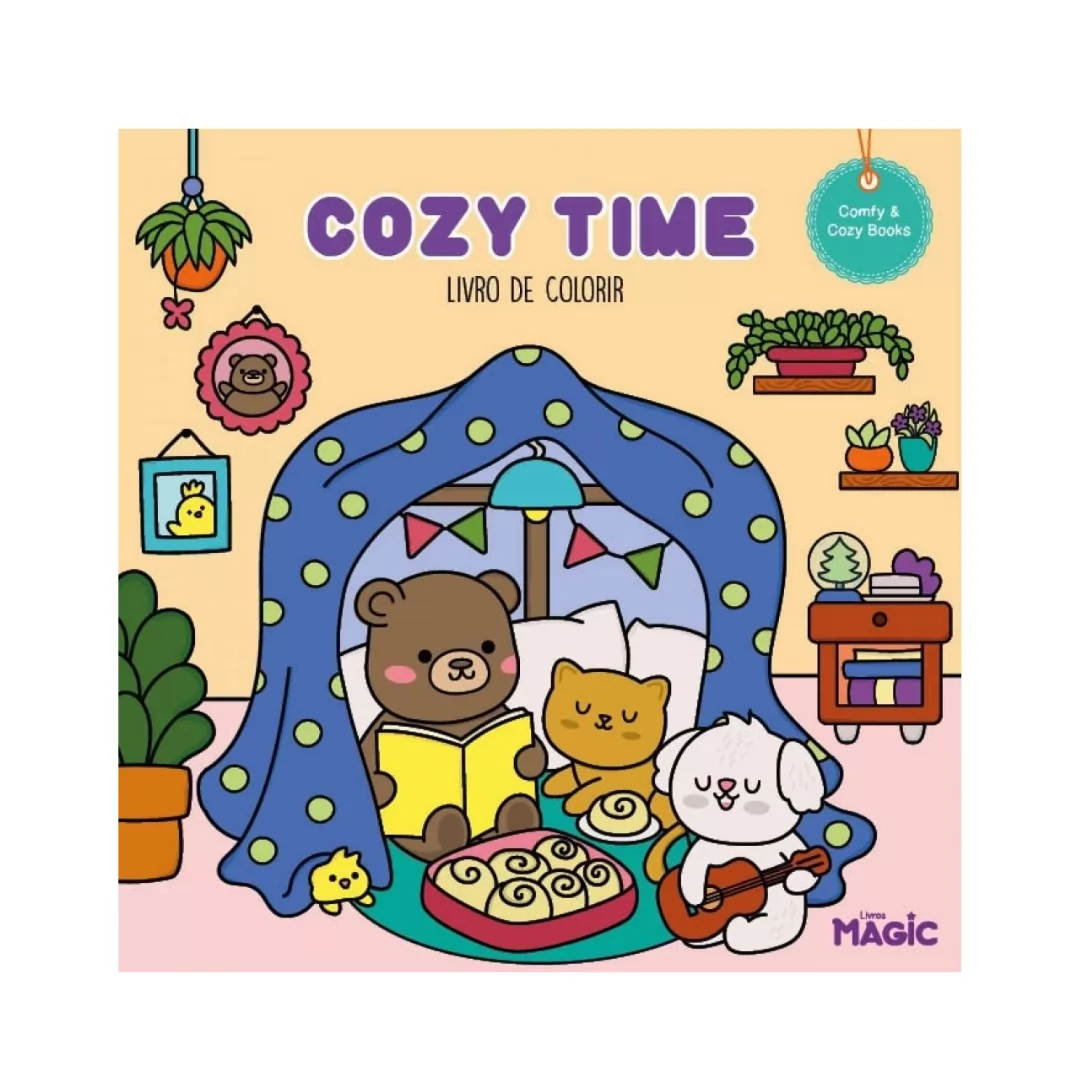 LIVRO DE COLORIR C/ 6 MARCADORES PONTA DUPLA COZY TIME - MAGIC