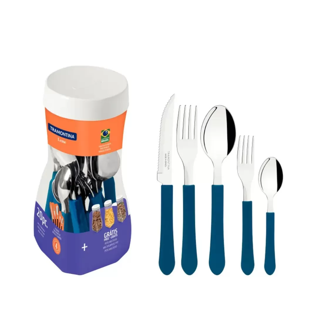 FAQUEIRO 20 PCS LEME AZUL OCEANO - SORTIDOS COM LAMINAS ACO INOX E CABOS POLIPROPILENO