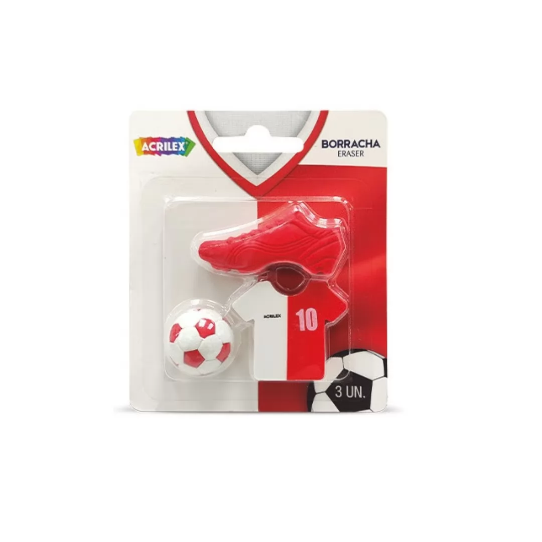 BORRACHA FUTEBOL VERMELHO E BRANCO-ACRILEX