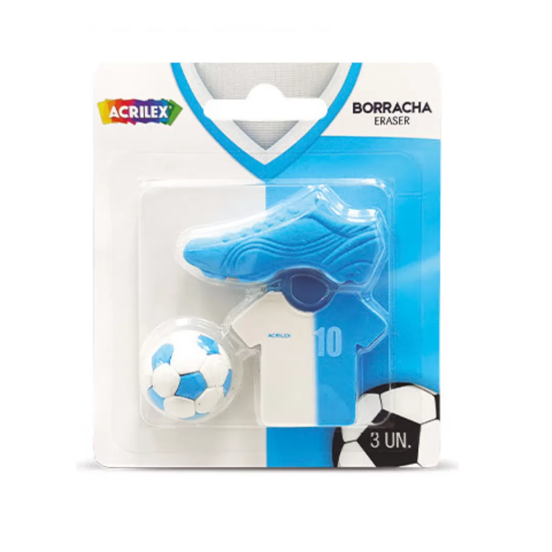 BORRACHA FUTEBOL AZUL E BRANCO-ACRILEX