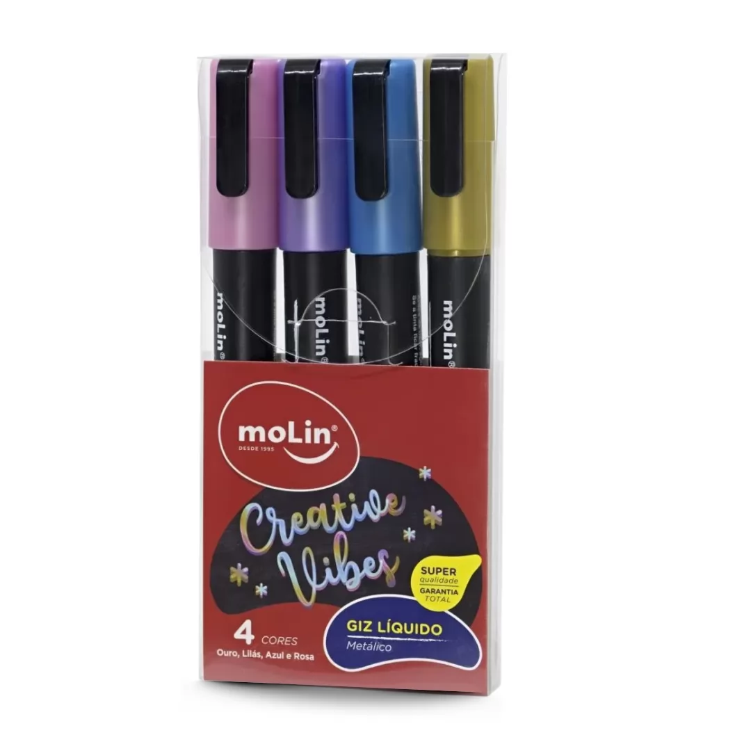 GIZ LIQUIDO METALICO BOLSA C/4 CORES-MOLIN