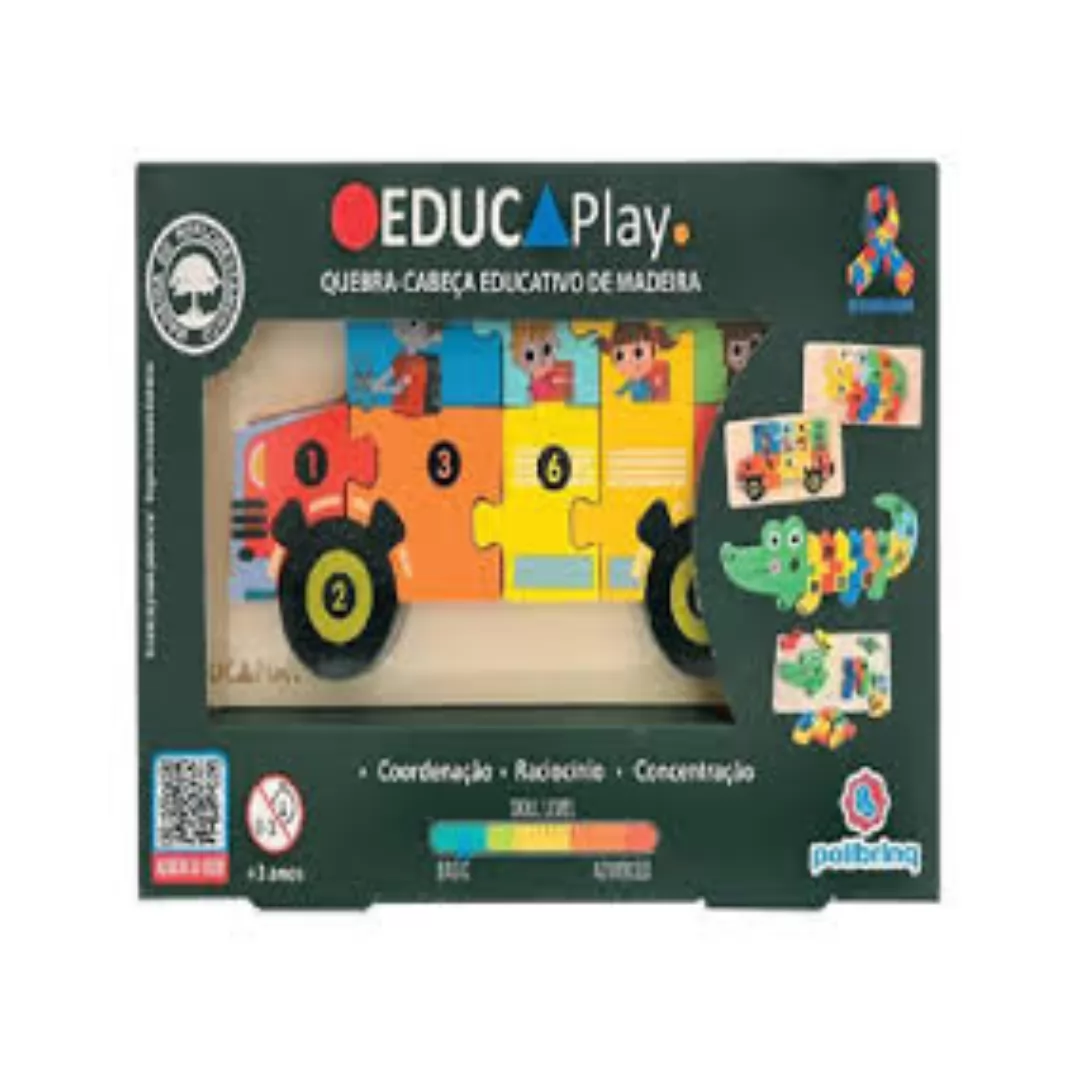 QUEBRA CABECA EDUCATIVO DE MADEIRA EDUCAPLAY-POLIBRINQ