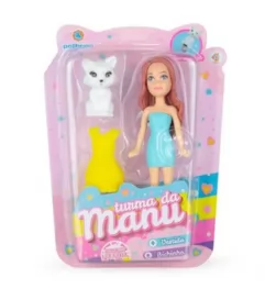 TURMA DA MANU - (1-BONECA 9CM - 1-VESTIDO 1-CACHORRINHO)- POLIBRINQ