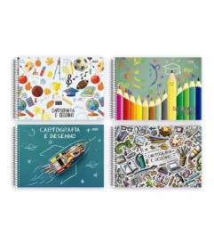 CADERNO CARTOGRAFIA E DESENHO  1/1 60F CAPAS SORTIDAS- SÃO DOMINGOS