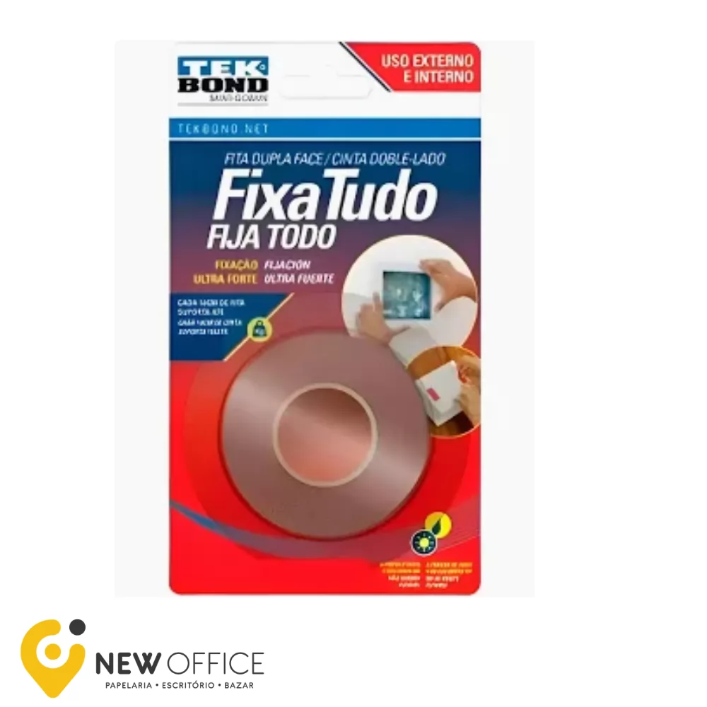 FITA ACRILICA DUPLA FACE TRANSPARENTE USO INTERNO 12MMX2M BLISTER - TEK BOND