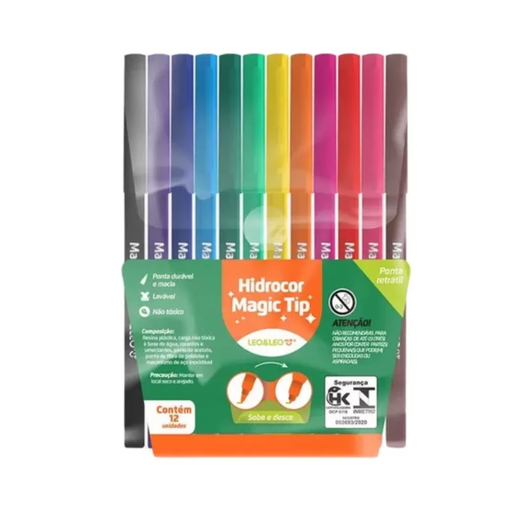 HIDROCOR MAGIC TIP ESTOJO 12 CORES LEO&LEO - LEONORA