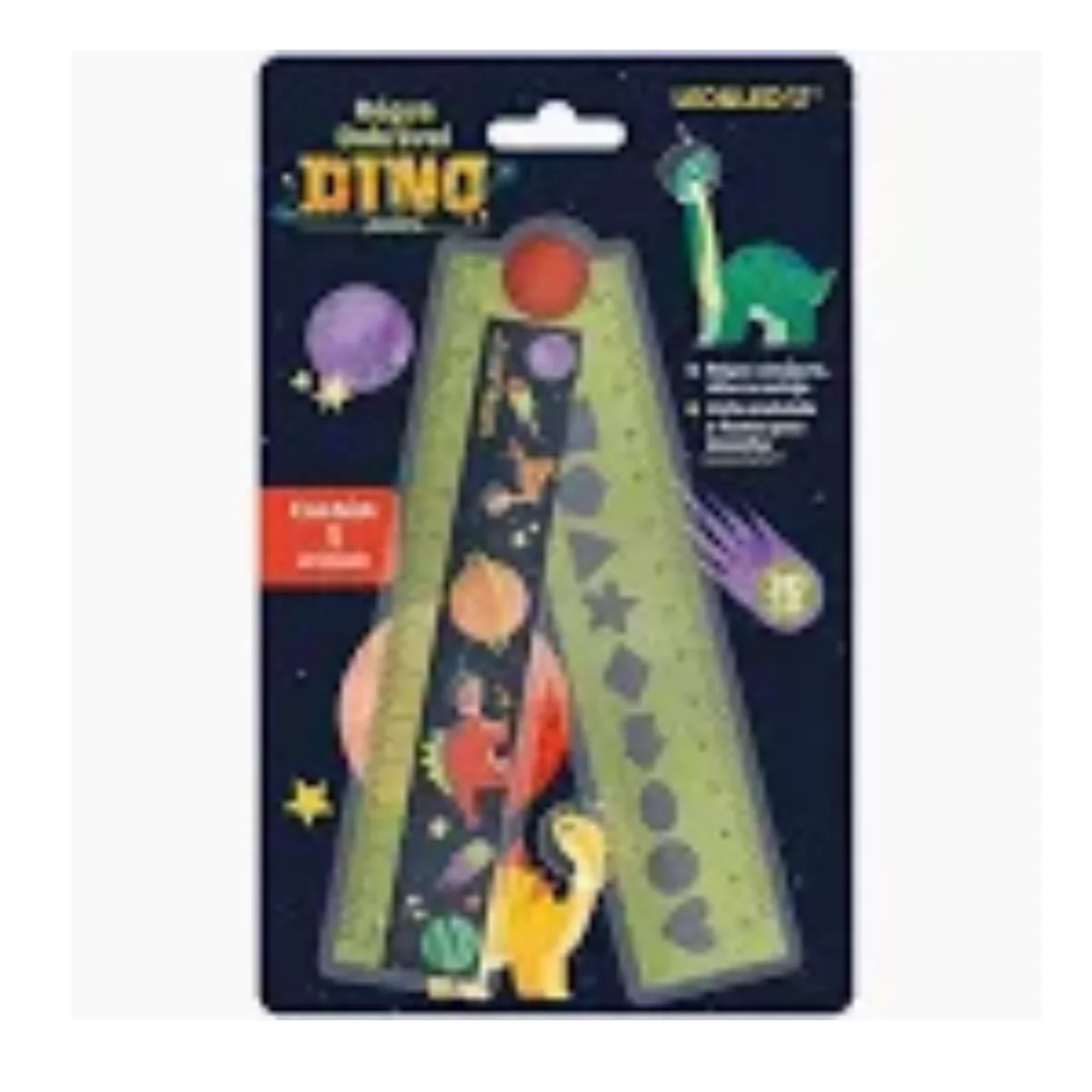 REGUA DE PLASTICO DOBRAVEL 15 CM/30 CM DINO SPACE - LEONORA