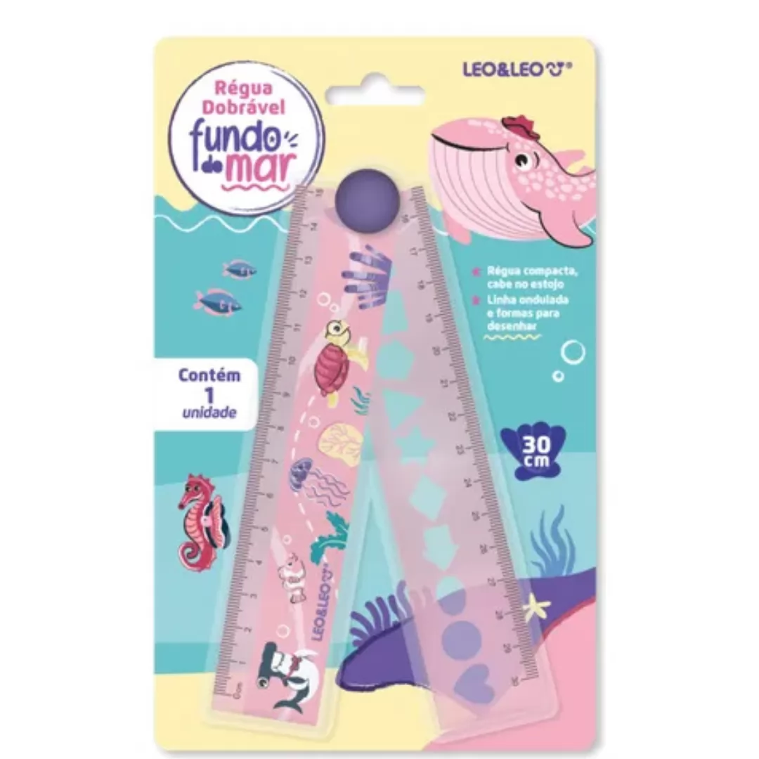 REGUA DE PLASTICO DOBRAVEL 15 CM/30 CM FUNDO DO MAR - LEONORA