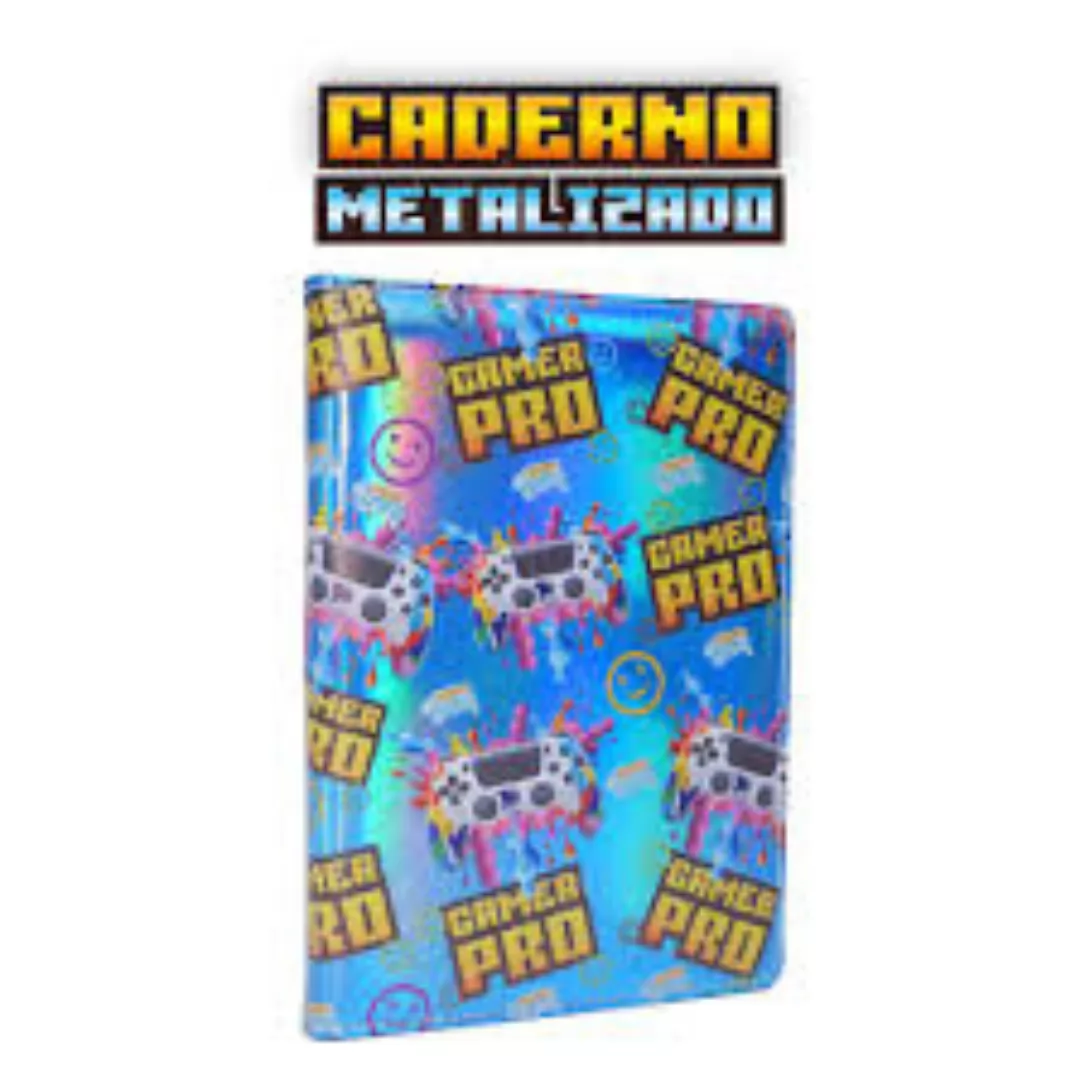 CADERNO 1/4 METALIZADO GAMER - POLIBRINQ