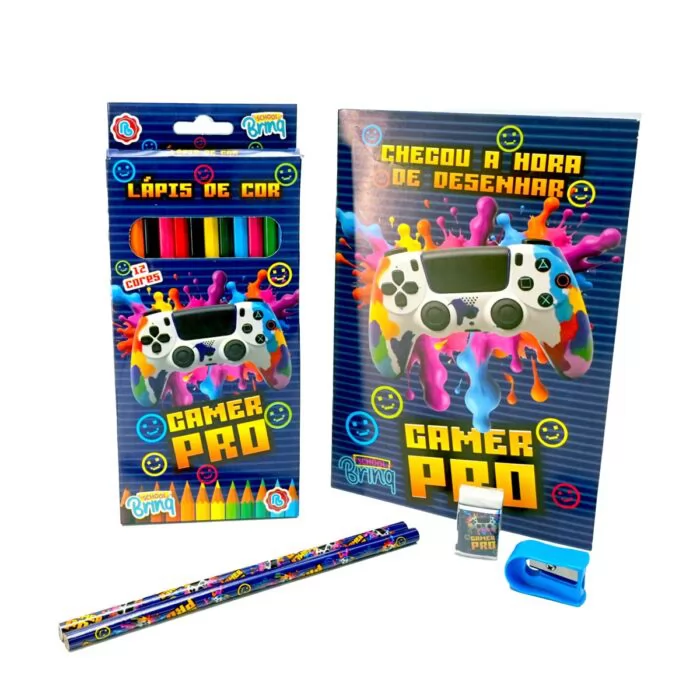 KIT ESCOLAR COLORIR C/ CADERNO DE DESENHO - POLIBRINQ