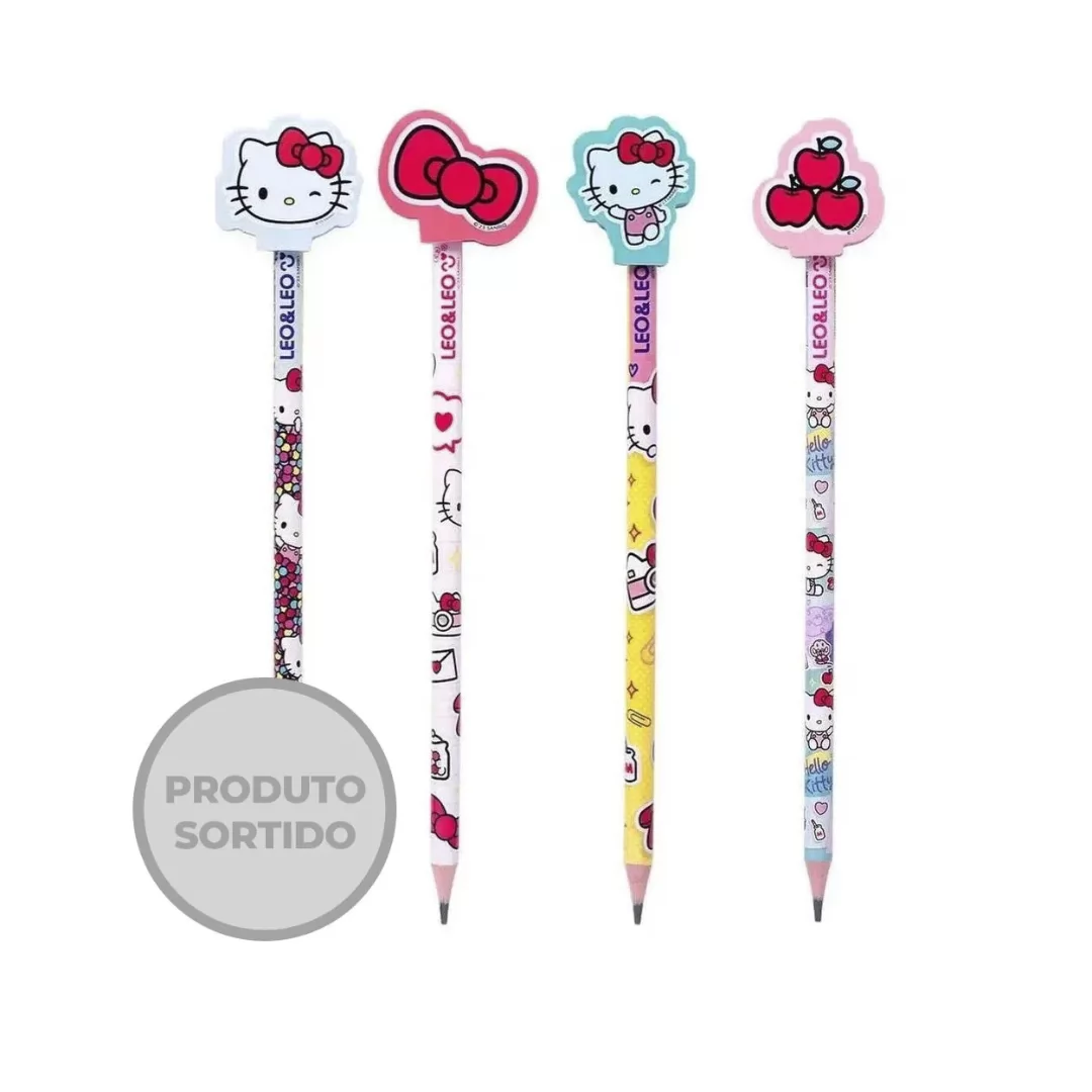 LAPIS HB C/BORRACHA HELLO KITTY - LEONORA