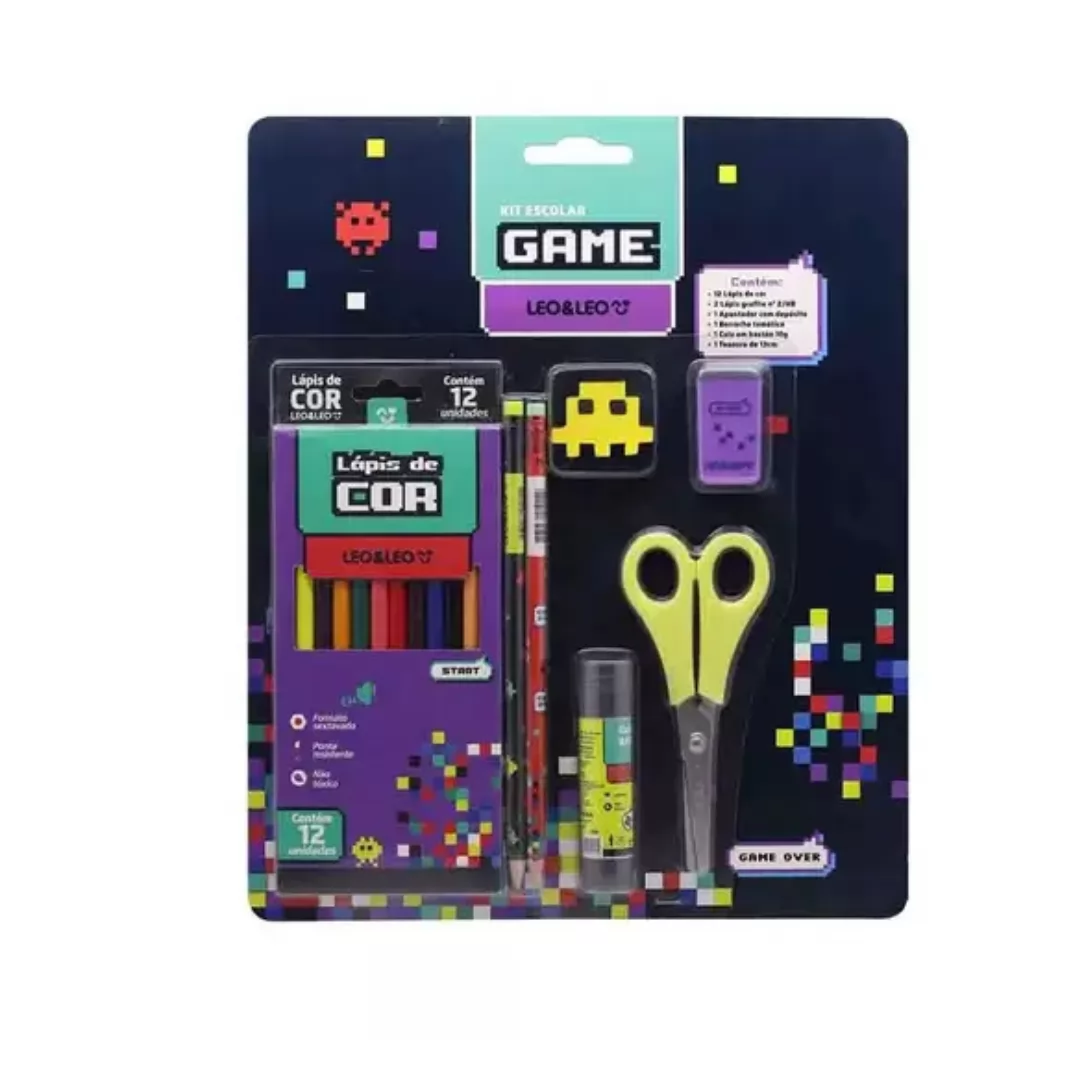 KIT ESCOLAR C/ 7 ITENS BLISTER GAME - LEONORA