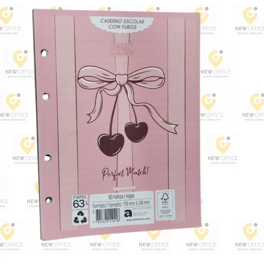 REFIL CAD ARGOLADO C/FUROS 80F SWEET CHERRY - ANIMATIVA