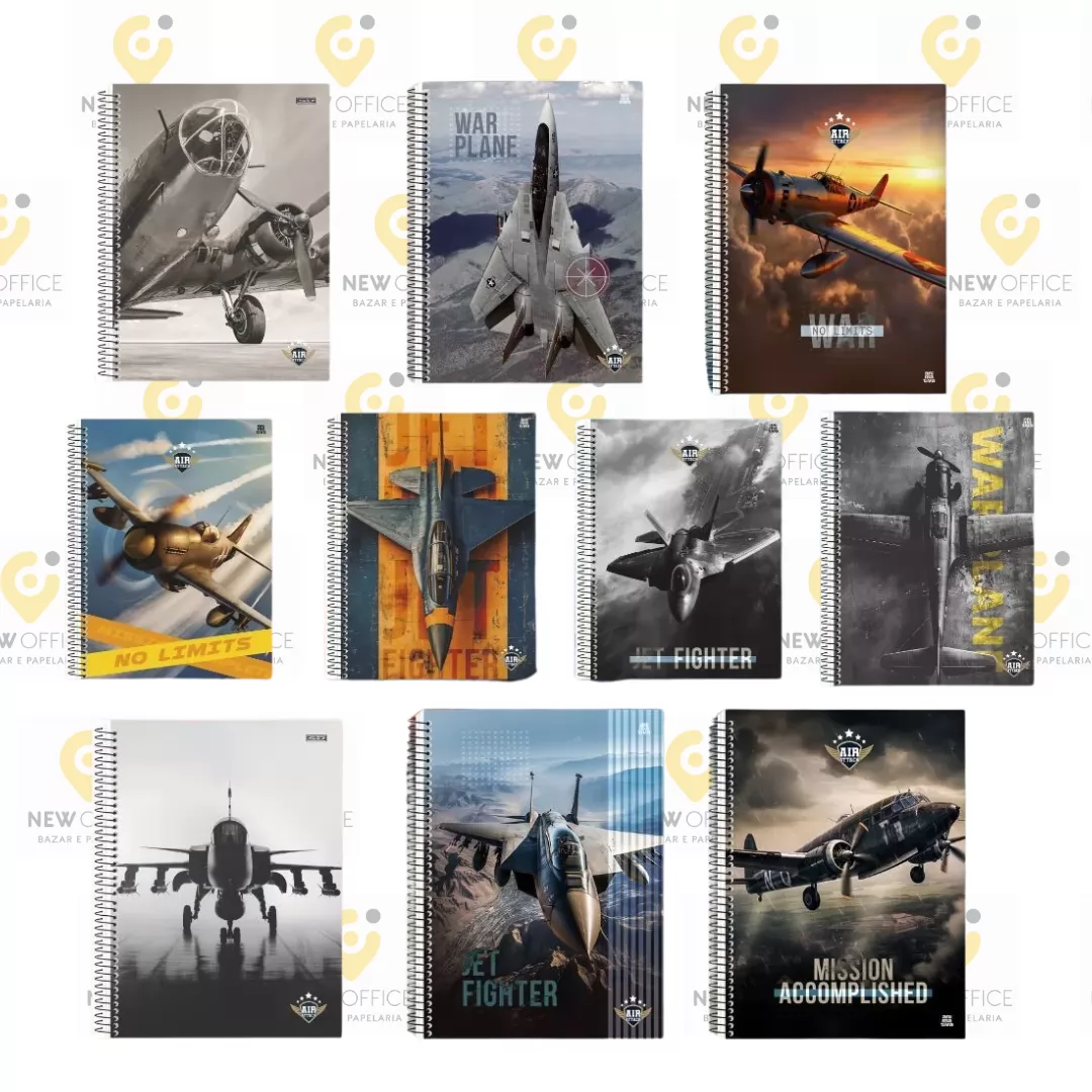 CADERNO  UNIVERSITARIO AIR ATTACK 1 MATÉRIA 80 FOLHAS - ANIMATIVA