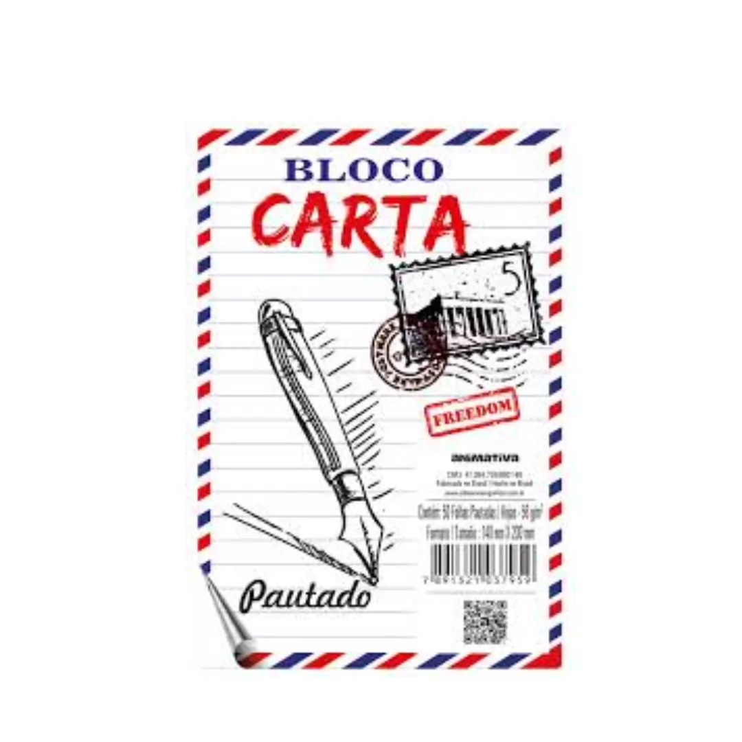 BLOCO CARTA PAUTADO 1/4 50F - ANIMATIVA