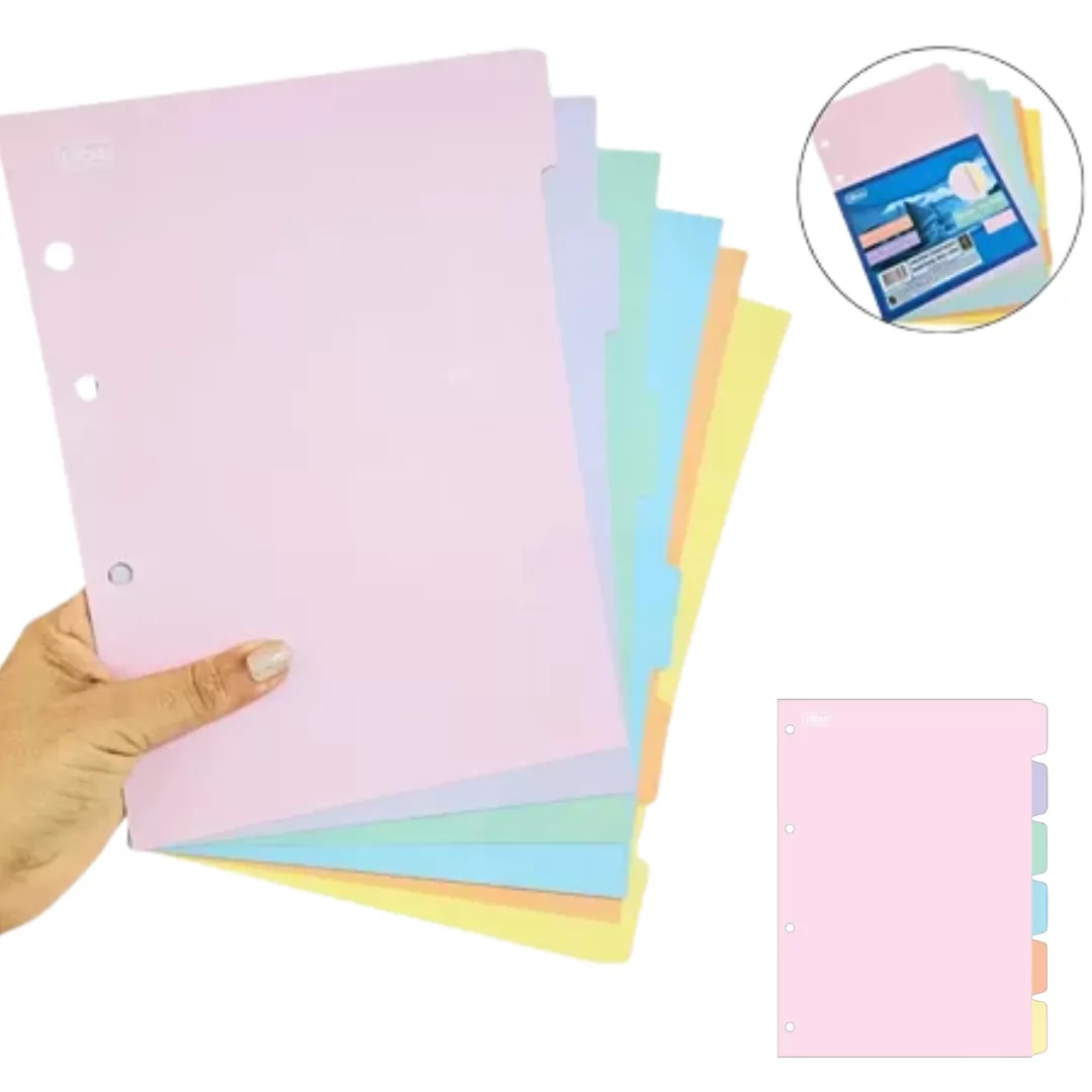 DIVISÓRIAS CADERNO ARGOLADO CORES C/6 - TILIBRA