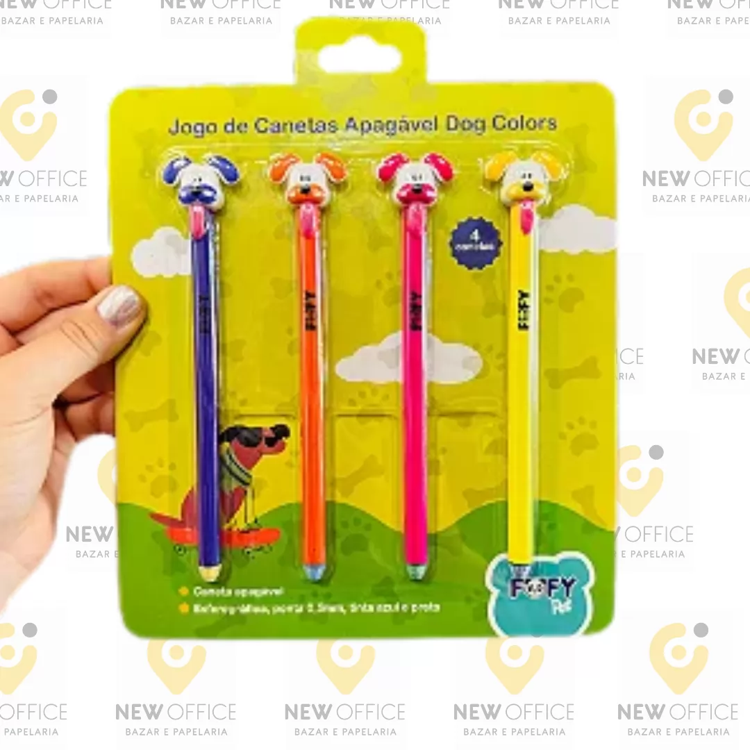 JOGO DE CANETAS APAGAVEL DOG COLORS - FOFY