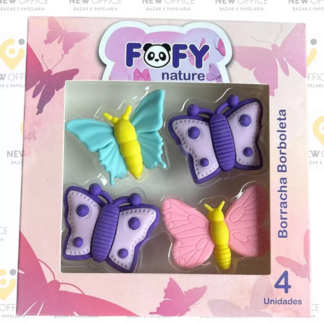 BORRACHA BORBOLETA NATURE C/4 - FOFY