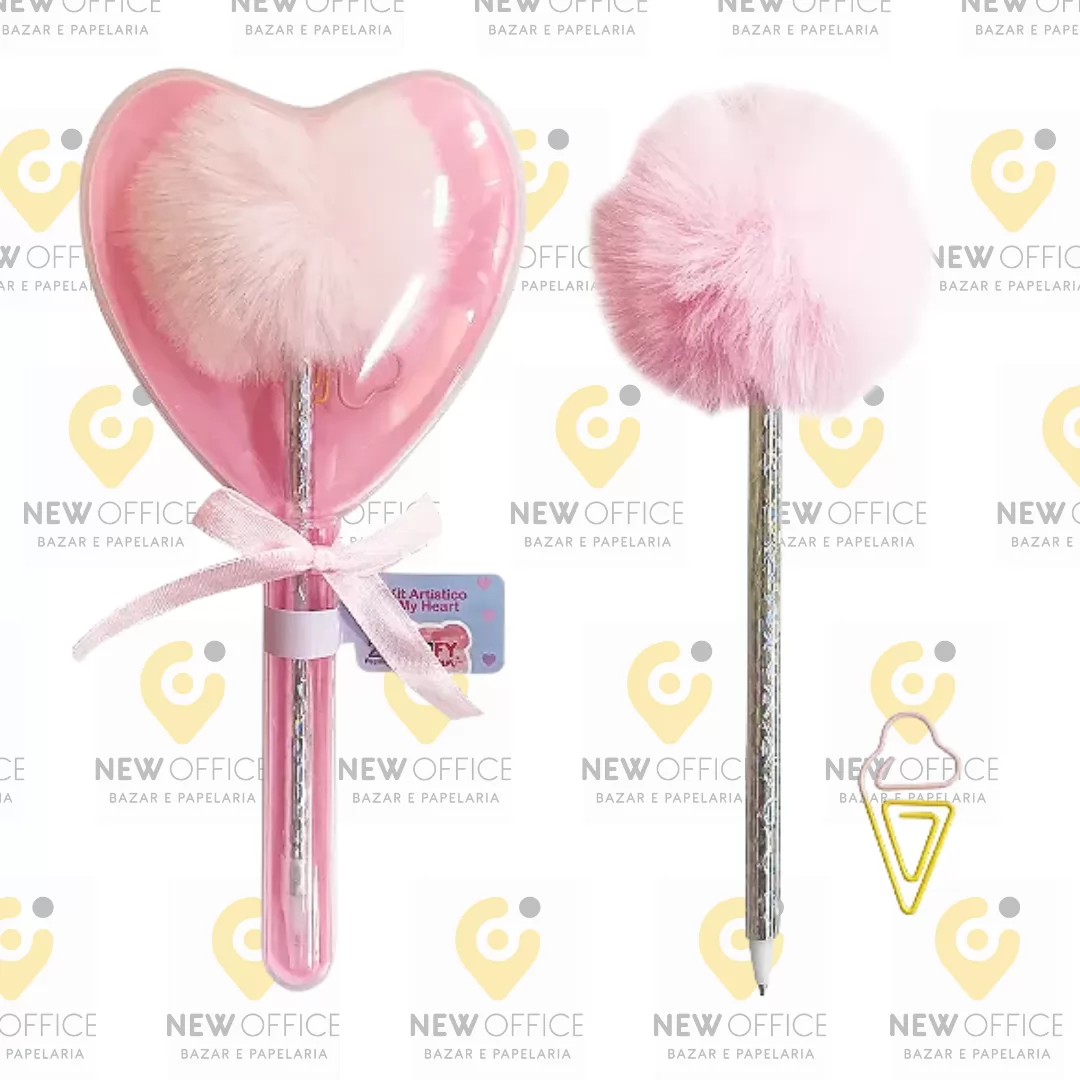 KIT ARTISTICO CANETA E CLIPS MY HEART 2PÇ - FOFY