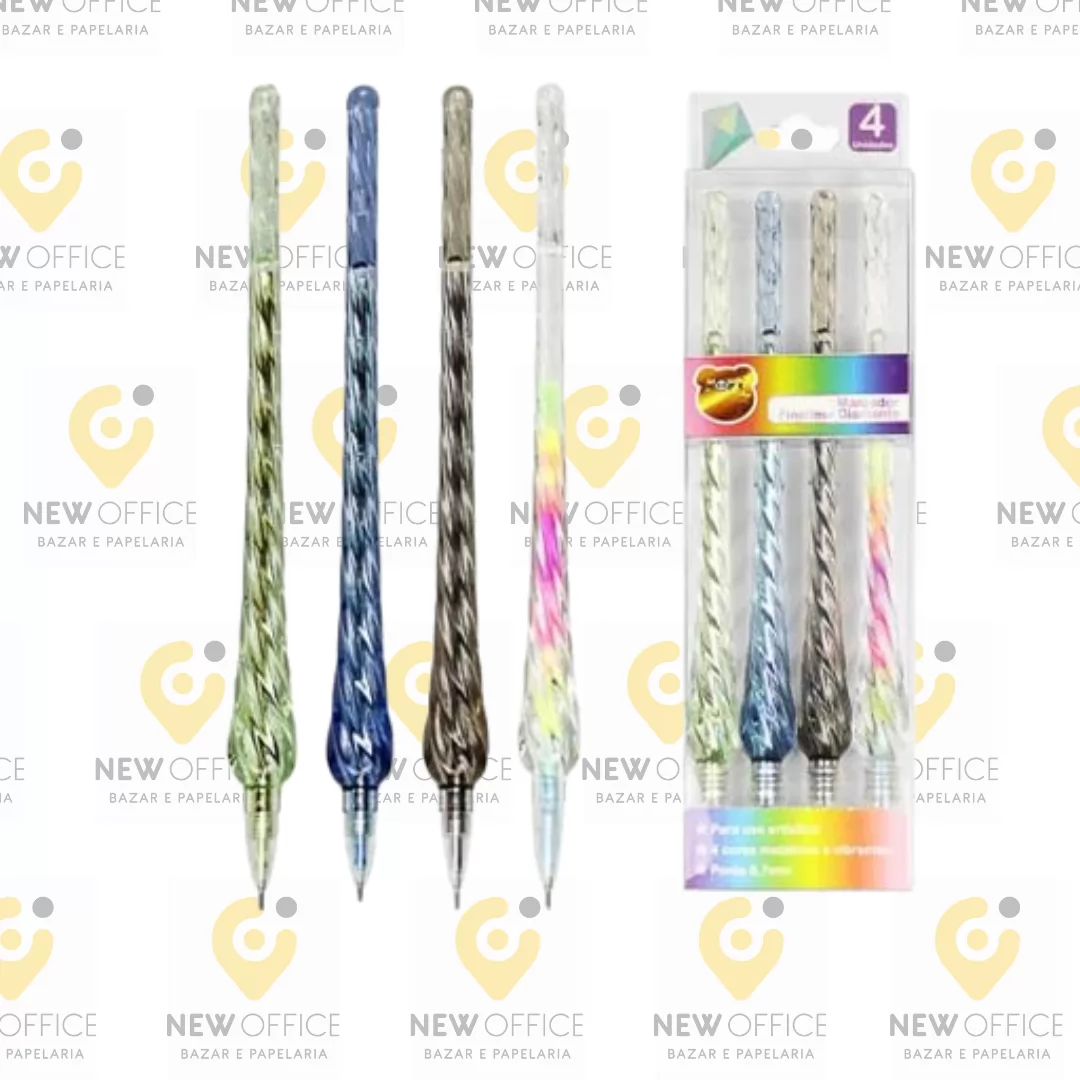 MARCADOR FINELINER DIAMANTE 4 CORES - FOFY