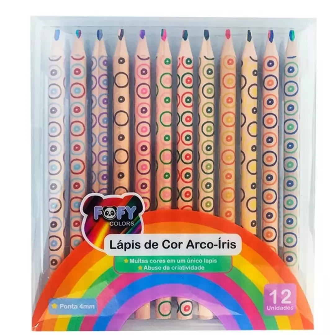 LAPIS DE COR ARCOIRIS C/12 CORES - FOFY