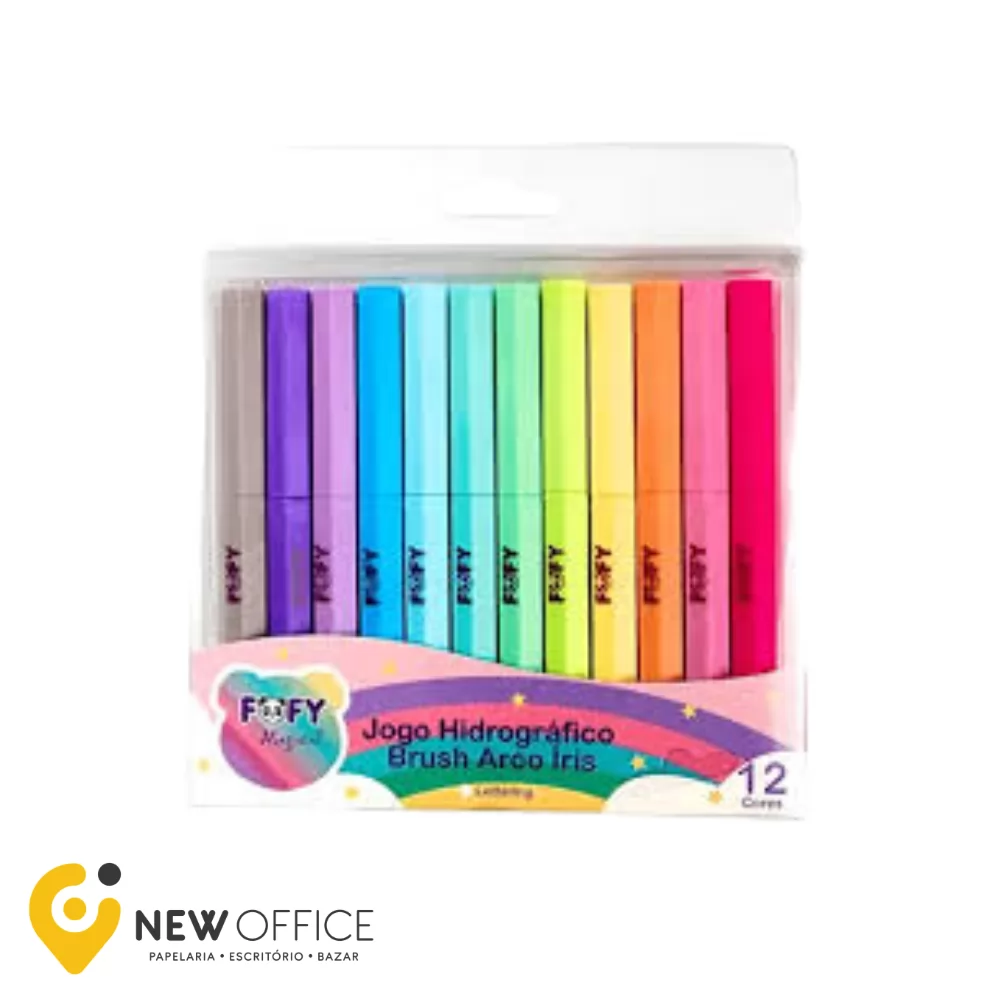 JOGO HIDROGRAFICA BRUSH ARCOIRIS C/12 - FOFY